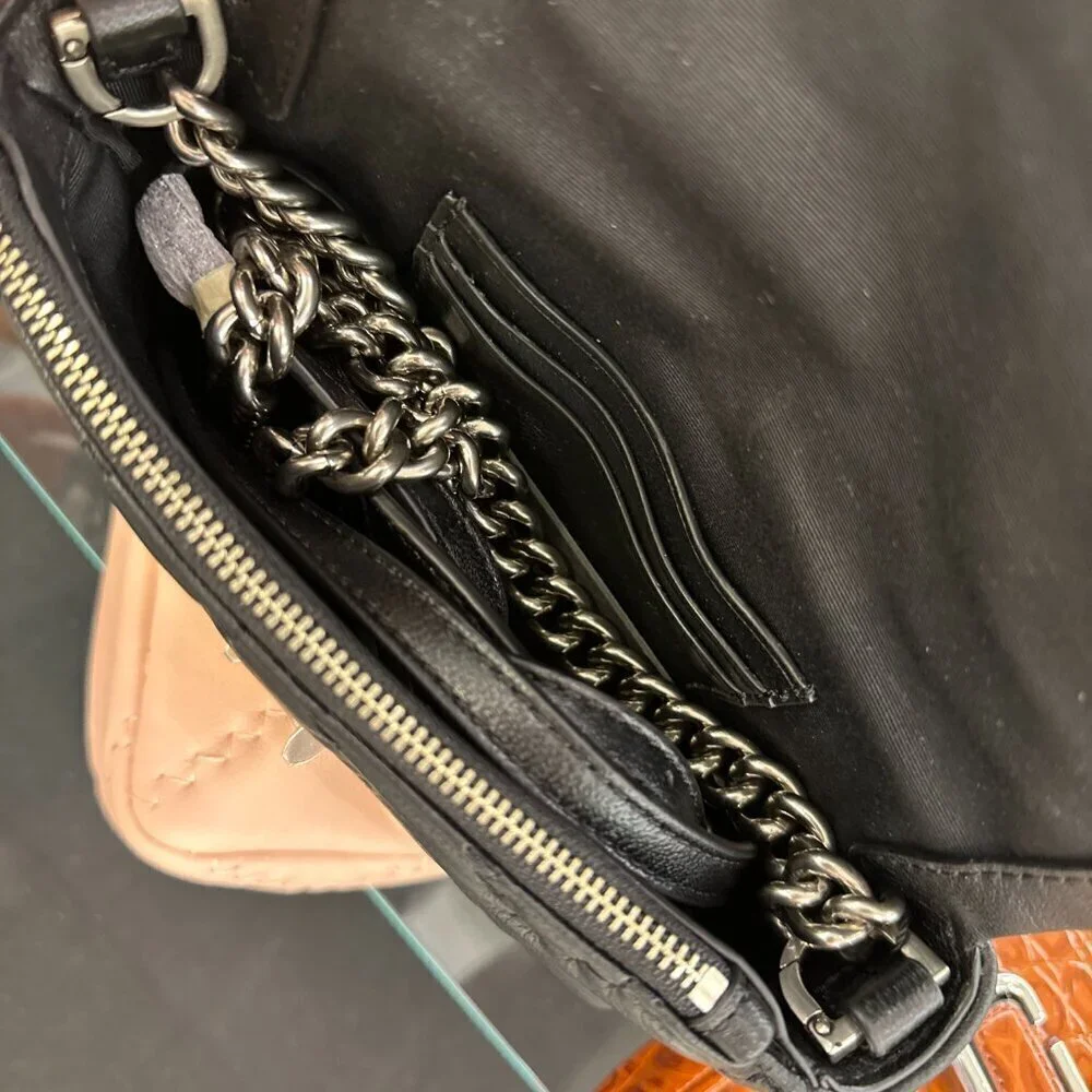 NWT! New Marc Jacobs J Marc Mini Shoulder Bag - Croc-embossed Leather Black 3way